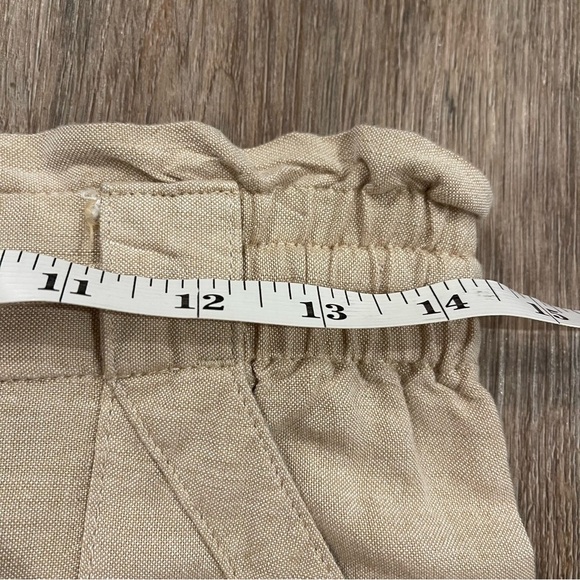 LOFT Linen Blend Wide Leg Pants Women’s Small Petite Beige Natural Elastic Waist - Picture 6 of 9